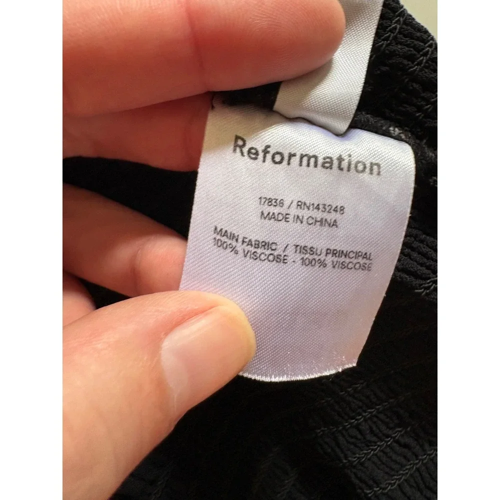 Reformation Pinto Black Freesia Smocked Floral Dark Romantic Whimsygoth Top - 1x